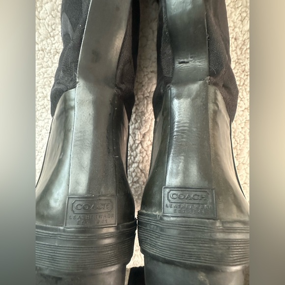 COACH Paige Tall Black Signature Rain Boots Size 7 SEE LAST PHOTO - Picture 7 of 11